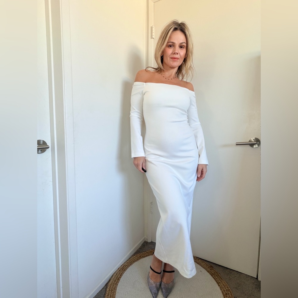 New ENZA COSTA Off-shoulder Ankle Dress In White - Picture 8 of 10